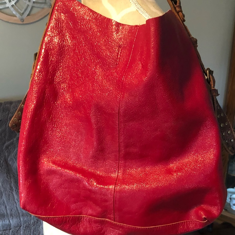 Red leather large purse